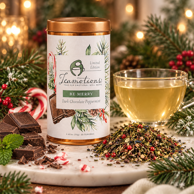 Be Merry tin with loose herbs