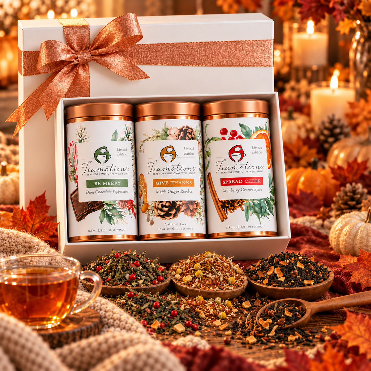 The Holiday Trio gift box with loose tea